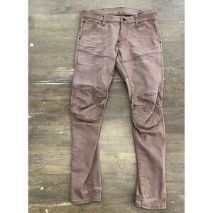 G-Star Raw Jeans Mens 34x32 Denim 3D Super Slim Tapered Stretch Rust Knee